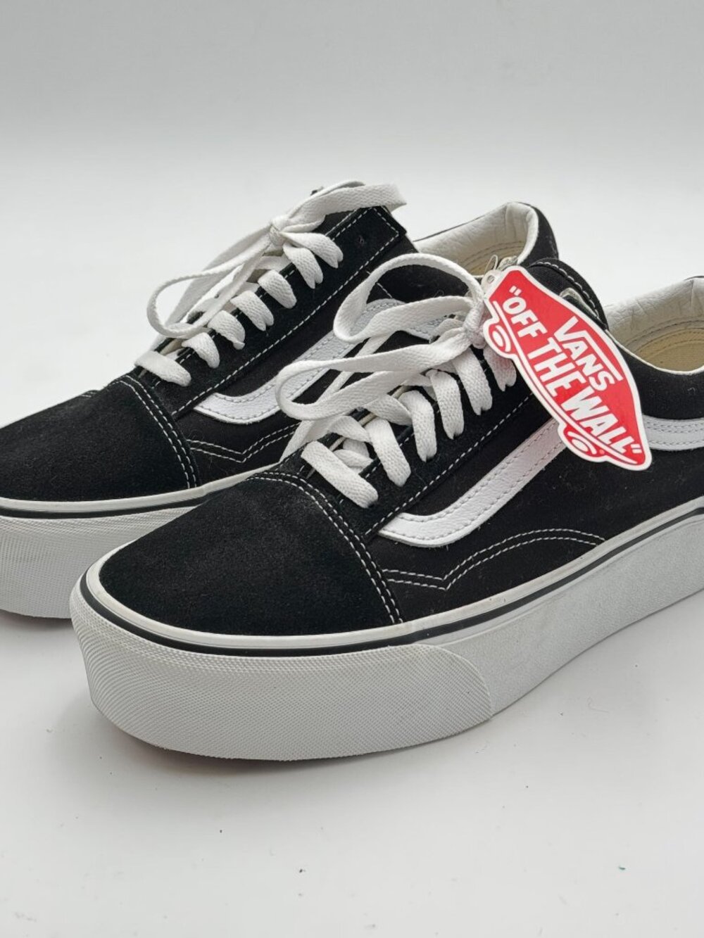 NWT Vans Old Skool Stackform Suede Canvas Black/White Sneakers M8/W9.5 Platform
